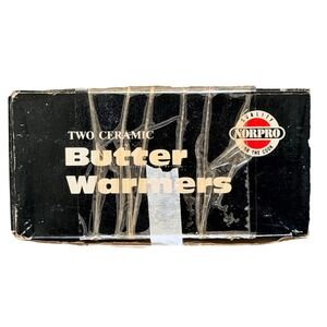 Norpro Ceramic Butter Warmer Set 2pc White Chrome Seafood Lobster Coastal 215‎